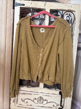 We The Free Olive Green Knit Crewneck Sweater
